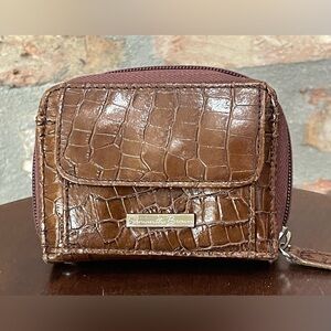 Samantha Brown Croc-Embossed Leather Zip-Around Accordion Wallet